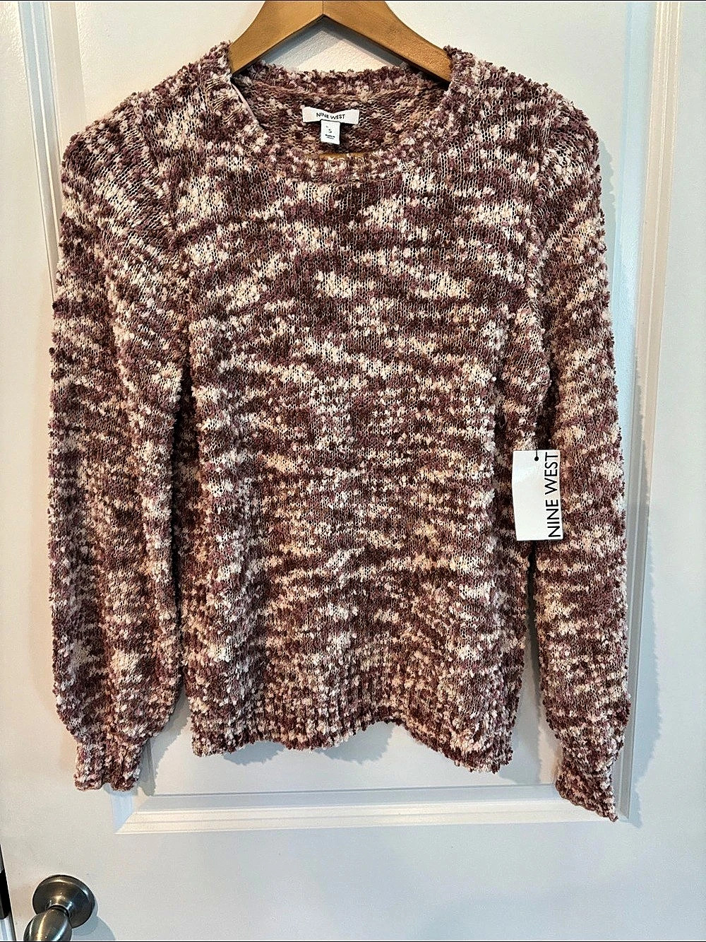 Nine West Crewneck Sweater in Brown & Pink Size Small NWT